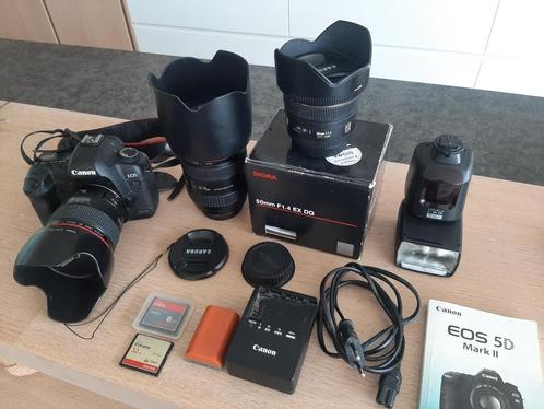Canon EOS 5D Mark II + 3 objectifs + accessoires, Audio, Tv en Foto, Fotocamera's Digitaal, Gebruikt, Spiegelreflex, Canon, Minder dan 4 keer