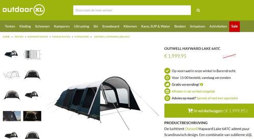 Nieuwe opblaastent 6 personen v Outwell - Hay lake 6 ATC, Caravans en Kamperen, Tenten, tot en met 6, Nieuw, Ophalen