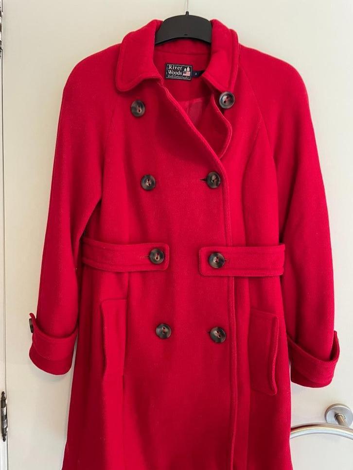 Wollen winterjas River Woods maat 38, Kleding | Dames, Jassen | Winter, Zo goed als nieuw, Maat 38/40 (M), Rood, Ophalen of Verzenden