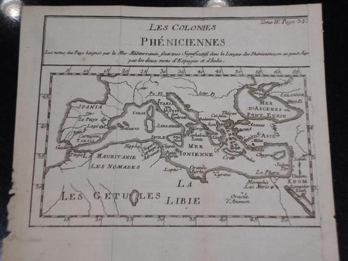 Les colonies phéniciennes antiek 1754 kopergravure kaart, Antiek en Kunst, Kunst | Etsen en Gravures, Ophalen of Verzenden