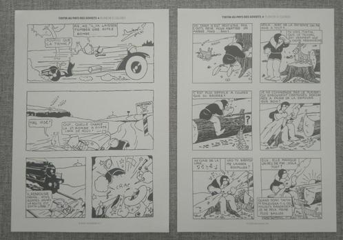 BD 2 planches à colorier de Tintin au pays des soviets 2017, Collections, Personnages de BD, Neuf, Image, Affiche ou Autocollant