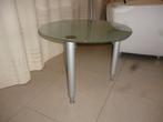 Salontafel kleine lage ronde tafel melkglas en inox design, Huis en Inrichting, Tafels | Salontafels, Ophalen, Glas