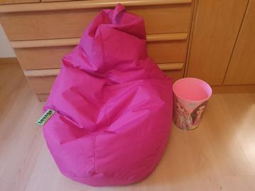 Zitzak merk Lounge roze met gratis prullenmand Top Model, Enlèvement, Utilisé, Rose, Pouf