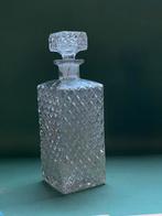 Vintage glazen karaf met geslepen stop, Ophalen of Verzenden