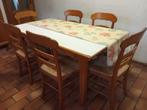 Table salle à manger en bois massif chêne clair., Ophalen, Zo goed als nieuw, 6 tot 8 stoelen