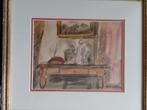 Alfons Vermeir  1905 - 1993  Aquarel Gedekte Tafel, Envoi