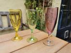 3x gekleurde vintage champagne glazen prijs/set, Enlèvement ou Envoi