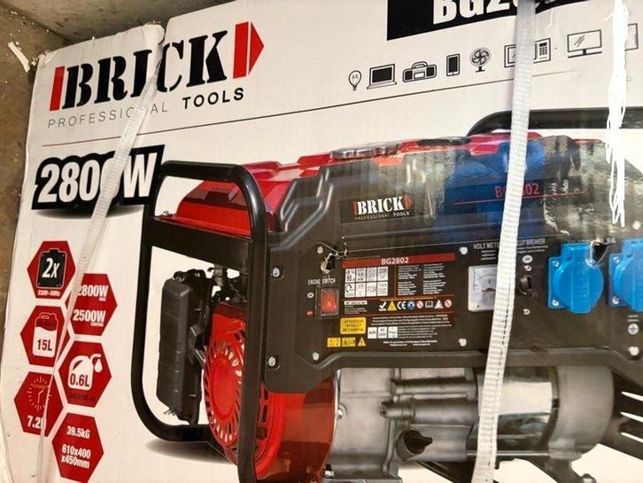 Groupe électrogène BRICK 2800 W servis 1 heure pour tests, Bricolage & Construction, Générateurs, Neuf, Essence, Moins de 5 kVA