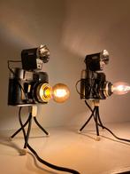 2 unieke retro cameralampen, Huis en Inrichting, Lampen | Tafellampen, Gebruikt, Verzenden, Retro, vintage, design, recycled,