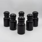 Set of 6 Rare Black Belgian Glass Jars - Vintage 1970s, Enlèvement ou Envoi, Utilisé