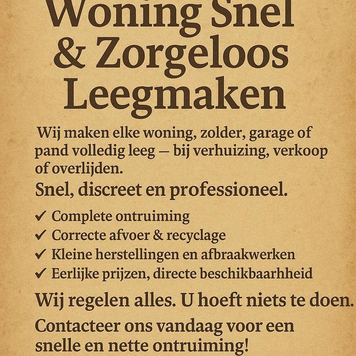 Woning Snel & Zorgeloos Leegmaken, Immo, Op zoek naar een huis