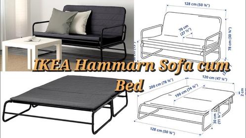 Canapé lit 2 places Ikea Hammarn, Huis en Inrichting, Slaapkamer | Slaapbanken, Zo goed als nieuw, Tweepersoons, Grijs, Ophalen