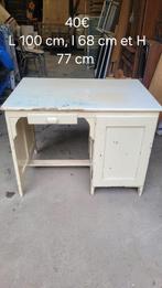 Petit bureau en bois blanc 1 m de long, Enlèvement, Utilisé, Bureau