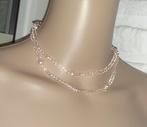Ketting zoetwaterparel kristal roze, Handtassen en Accessoires, Kettingen, Verzenden, Nieuw, Steen of Mineraal, Roze