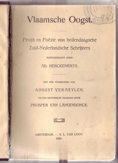 Ad. Herckenrath, Vlaamsche Oogst (1904), Antiek en Kunst, Antiek | Boeken en Manuscripten, Ophalen of Verzenden