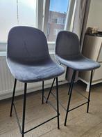 Set van 2 grijze stoffen krukken - 68 CM, Ophalen, Gebruikt, 60 tot 90 cm, Metaal