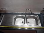 Dubbele spoelbak inox met afdruip, Ophalen, Gebruikt, Overige metalen