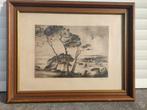 Gravure paysage signe Maurice mareels, Antiek en Kunst, Kunst | Etsen en Gravures, Ophalen of Verzenden