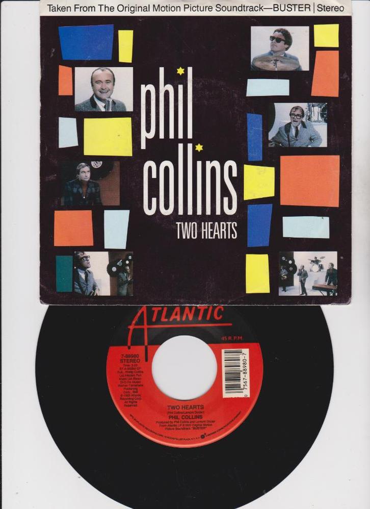 Phil Collins – Two Hearts  1988, Cd's en Dvd's, Vinyl Singles, Zo goed als nieuw, Single, Pop, 7 inch, Ophalen of Verzenden