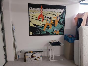 Exclusief zeer groot olieverfschilderij van Tin Tin : “manne beschikbaar voor biedingen
