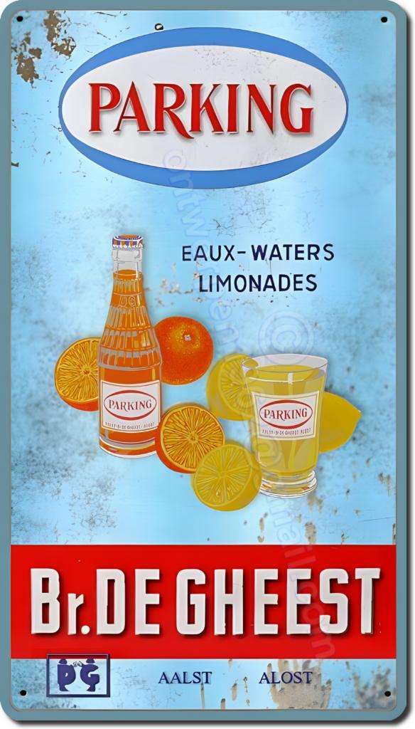 Limonades DE GHEEST retro ontwerp op dubbel metaal 80cmx45cm, Verzamelen, Merken en Reclamevoorwerpen, Zo goed als nieuw, Reclamebord