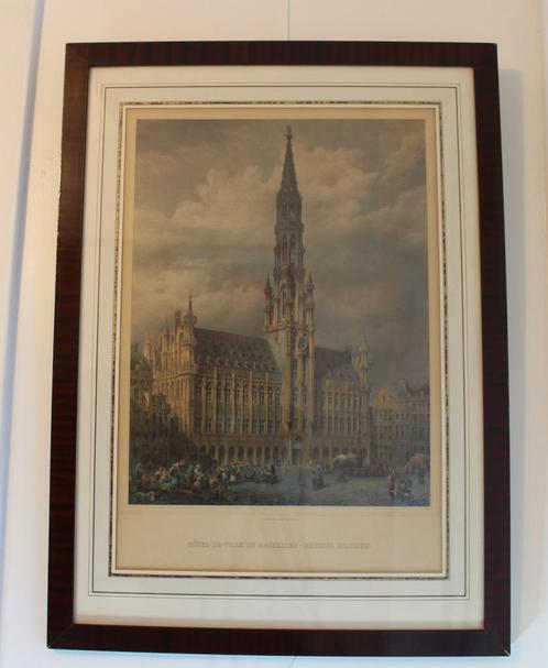 Litho HOTEL-DE-VILLE DE BRUXELLES Gustave Simonau, Antiquités & Art, Art | Lithographies & Sérigraphies, Enlèvement