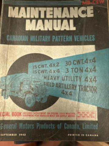 Entretien manuel General Motors Military Canada, Enlèvement ou Envoi