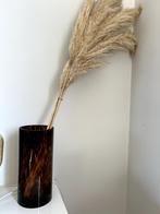 Maison du monde vaas vase leopard tube brown home art deco, Ophalen, Overige kleuren, Minder dan 50 cm, Glas