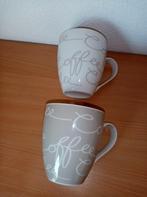 nieuw set XXL mokken koppen grijs wit hoogte 12cm / br 10 cm, Ophalen of Verzenden, Nieuw, Porselein, Kop(pen) en/of Schotel(s)