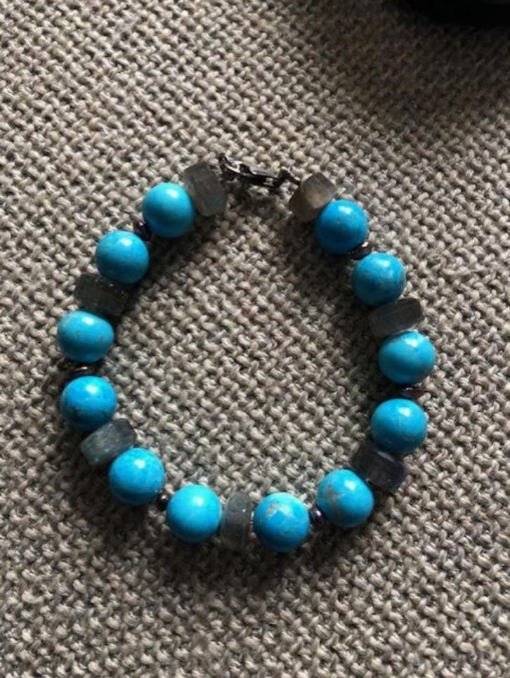 Turkoois Armband & Labradoriet, Handtassen en Accessoires, Edelstenen, Nieuw, Ophalen of Verzenden