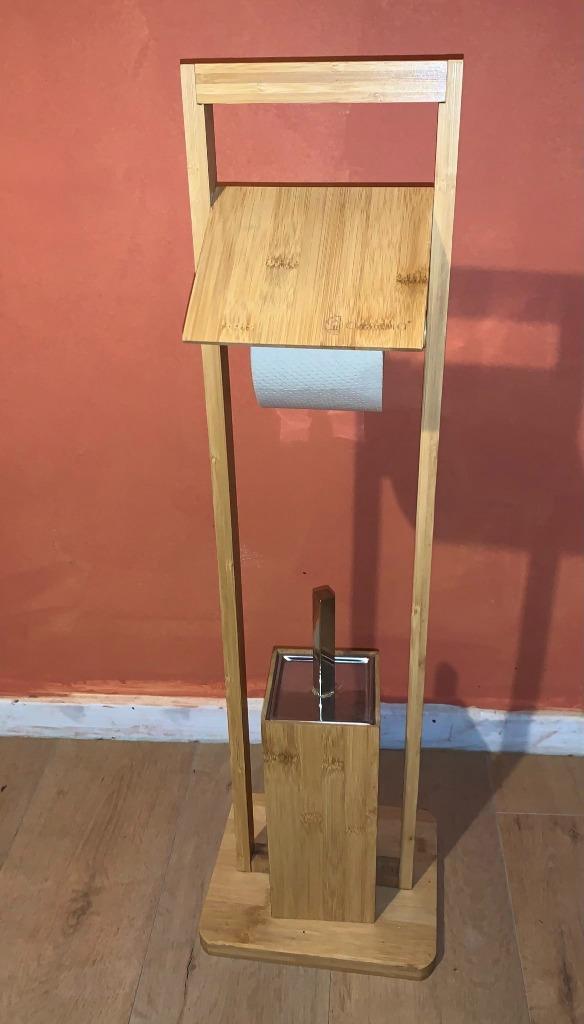 WC rol en borstelhouder (bamboe), Huis en Inrichting, Badkamer | Badtextiel en Accessoires, Zo goed als nieuw, Overige typen, Beige