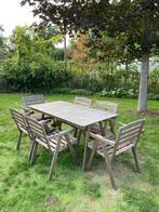 Toffe houten tuinset Ikea met tafel en 6 stapelbare stoelen!, Chaise, Bois, Enlèvement, 6 places