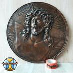 Grote bronzen plaat reliëf plaquette Jezus met doornenkroon, Antiek en Kunst, Antiek | Religieuze voorwerpen, Ophalen of Verzenden