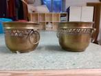 •	Set van 2 vintage koperen cachepots met hartjes, Antiek en Kunst, Ophalen