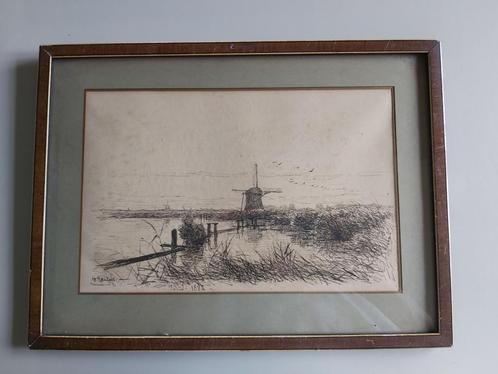schilderij met molen van Willem Roelofs - Land 1882, Antiek en Kunst, Kunst | Schilderijen | Klassiek, Ophalen of Verzenden