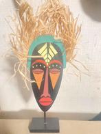 Afrikaans stamhoofd handgemaakt kunstobject op staander, Ophalen of Verzenden