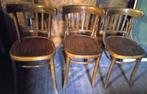 3 chaises de bistrot vintage en bois, Comme neuf, Brun, Bois, Enlèvement