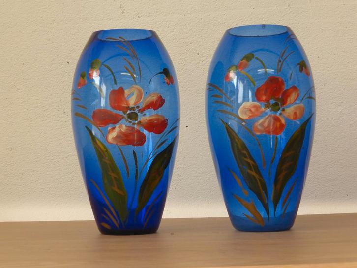 Set 2 glazen vazen, Antiquités & Art, Antiquités | Vases, Enlèvement