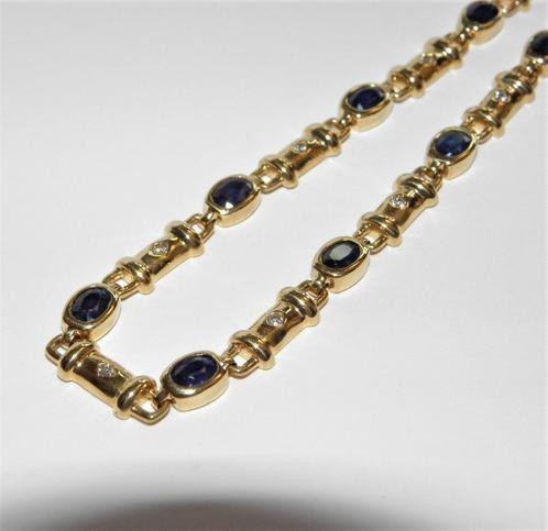 Bracelet en Or 18 carats avec Saphirs et Diamants 💎, Bijoux, Sacs & Beauté, Bracelets, Comme neuf, Or, Jaune, Avec pierre précieuse