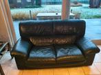 Groene lederen salon, Huis en Inrichting, Zetels | Zetels, Ophalen, Gebruikt, Rechte bank, Leer