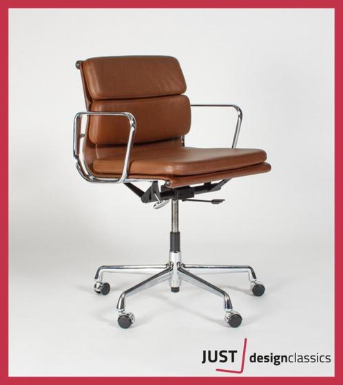 Vitra ea 217 Cognac Leder Chroom (voorraad:18), Huis en Inrichting, Bureaustoelen, Bureaustoel, Bruin, Ophalen