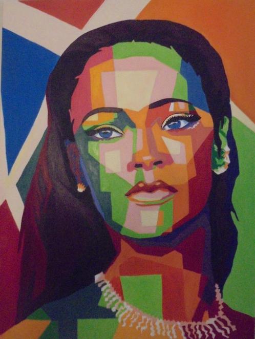 Rihanna popart olieschilderij (60x80cm), Antiek en Kunst, Kunst | Schilderijen | Modern, Ophalen of Verzenden