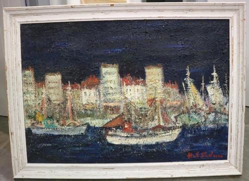 Hubert De Vries, schepen op de Schelde, Antiek en Kunst, Kunst | Schilderijen | Klassiek, Ophalen of Verzenden