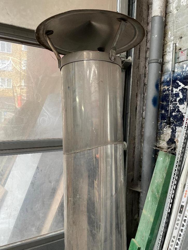 Conduit de cheminée inox avec chapeau (Ø25 cm  H183 cm), Huis en Inrichting, Haarden, Zo goed als nieuw, Overige soorten, Ophalen