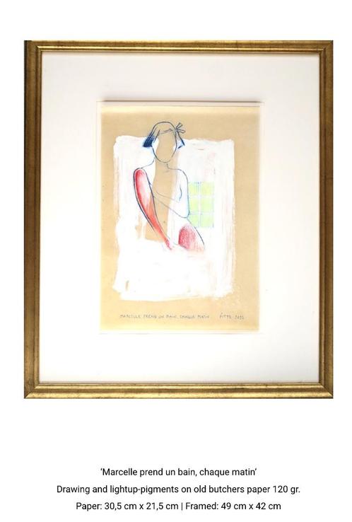Marcelle prend un bain, chaque matin, Eric Van de Pitte, Antiek en Kunst, Kunst | Schilderijen | Modern, Ophalen