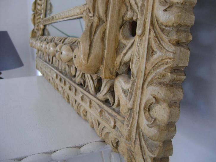 oude grote spiegel massief hout, Antiquités & Art, Antiquités | Miroirs, 50 à 100 cm, Moins de 100 cm, Rectangulaire, Enlèvement