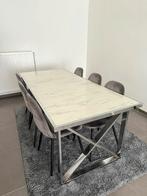 Eettafel met 6 stoelen en bijhorende salontafel, Huis en Inrichting, Ophalen, Gebruikt, 50 tot 100 cm, Vijf personen of meer