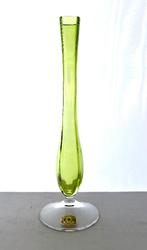 Val Saint Lambert smal groen vaasje kristal - soliflor, Antiek en Kunst, Ophalen of Verzenden
