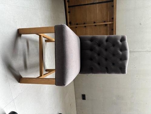 Stoelen + eettafel, Huis en Inrichting, Stoelen, Gebruikt, Vijf, Zes of meer stoelen, Stof, Grijs, Ophalen
