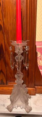 Antieke kandelaar met glazen prisma’s 20 euro, Ophalen, Glas